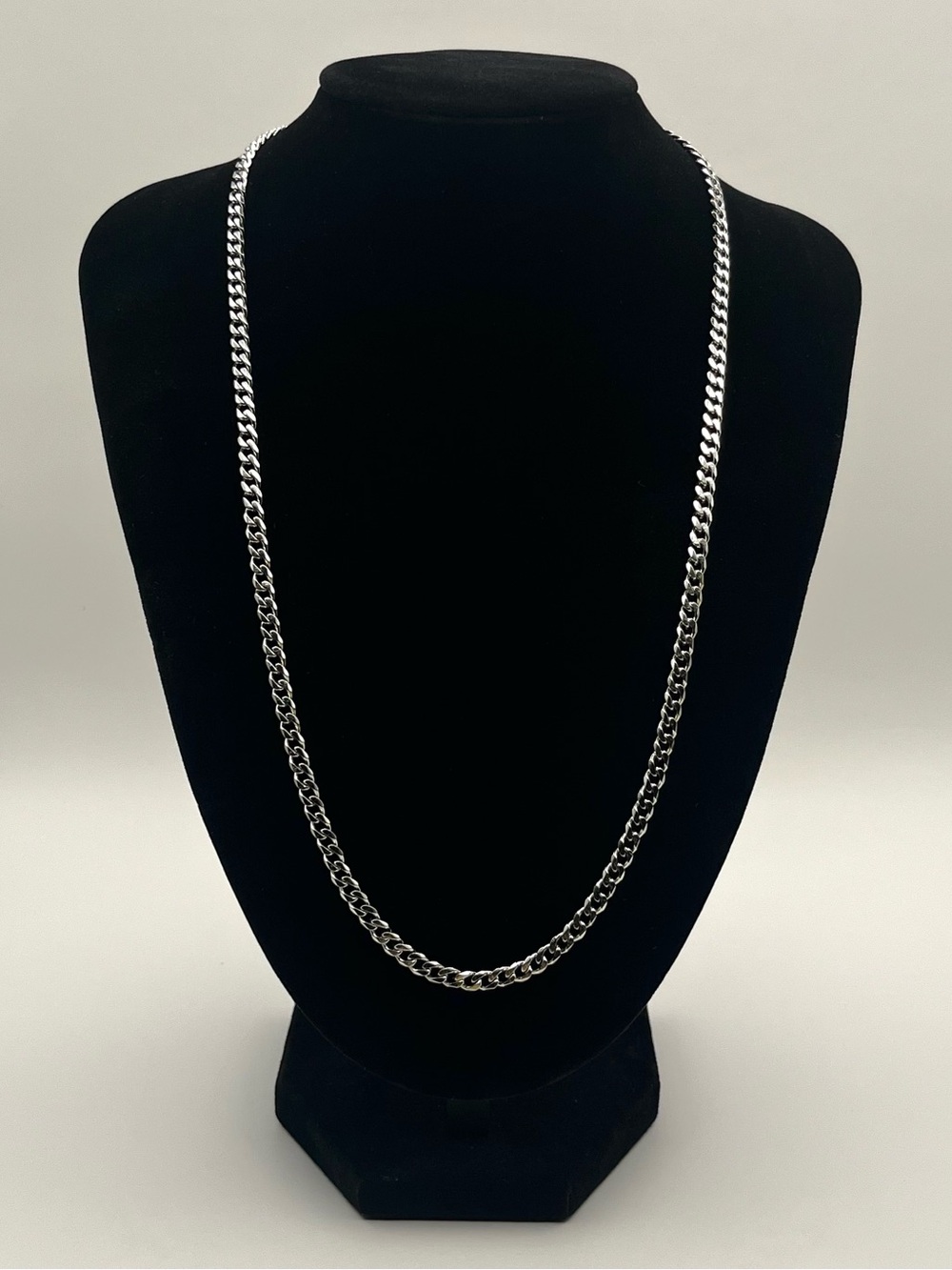 4mm Silver Miami Cuban Link Chain 22” Stainless Steel Necklace